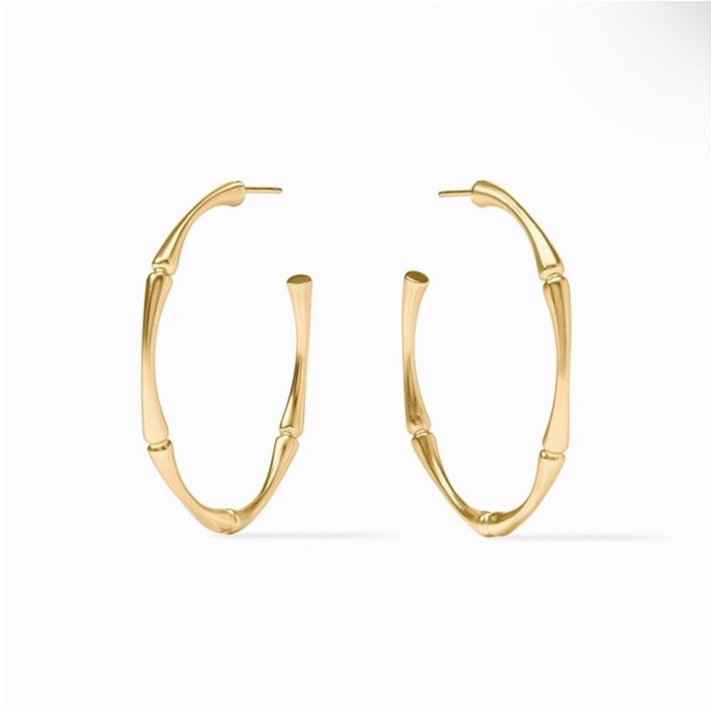 NWOT Julie Vos Gold Bamboo Hoop Earrings
